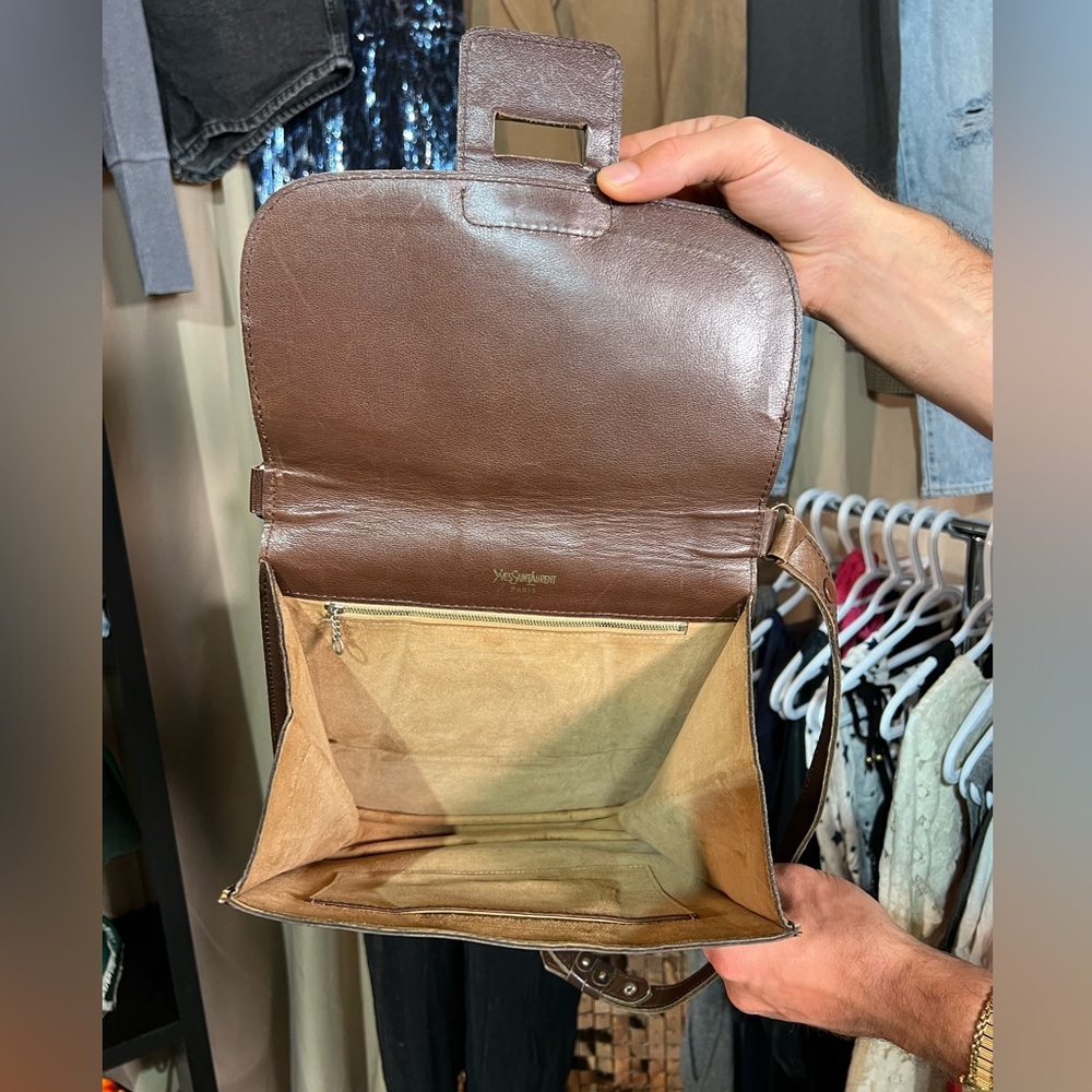 Vintage Rare Yves Saint Laurent Neutral Brown Leather Western Style Unisex Bag - Picture 16 of 16